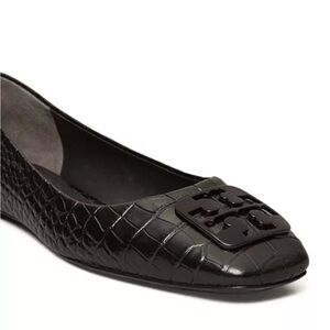 Tory Burch Black Embossed Loafers